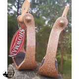 Showman® Glitter Rose Gold Epoxy aluminum stirrups. - Country Scene Saddlery and Pet Supplies