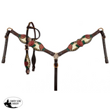 Showman ®® Gold snake print inlay with painted rose accent one ear headstall and breast collar set. - Country Scene Saddlery and Pet Supplies