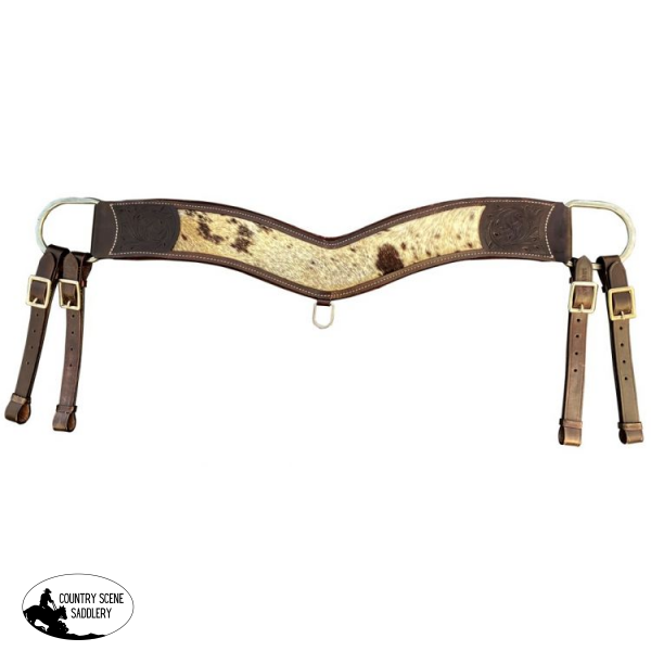 Showman ® Hair On Cowhide Leather Tripping Collar Pulling Breast Collars