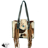 Showman® Hair on Cowhide Tote Bag with Fringe. - Country Scene Saddlery and Pet Supplies