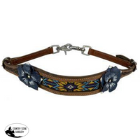 New! Showman ® Hand Painted 3D Flower Wither Strap With Beaded Center.