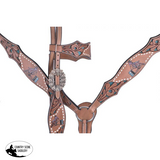 Showman ® Hand painted barrel racer design headstall and breast collar set with conchos. - Country Scene Saddlery and Pet Supplies