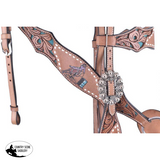 New! Showman ® Hand Painted Barrel Racer Design Headstall And Breast Collar Set With Conchos.