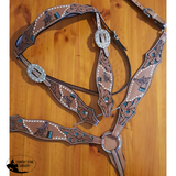 Showman ® Hand painted barrel racer design headstall and breast collar set with conchos. - Country Scene Saddlery and Pet Supplies