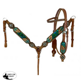 Showman ® Hand Painted Browband Headstall and Breastcollar Set with feather design. - Country Scene Saddlery and Pet Supplies