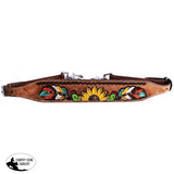 Showman ® Hand painted feather, sunflower, and cactus wither strap. - Country Scene Saddlery and Pet Supplies