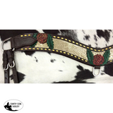 Showman ®® Hand Painted Rose tripping collar with gold snakeskin inlay - Country Scene Saddlery and Pet Supplies