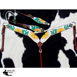 Showman ® Hand Painted Sunflower and Cactus Print One Ear Headstall and Breastcollar Set. - Country Scene Saddlery and Pet Supplies
