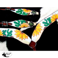 Showman ® Hand Painted Sunflower And Cactus Print One Ear Headstall Breastcollar Set.