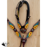 Showman ® Hand Painted Sunflower Headstall And Breastcollar.
