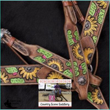 Showman ® Hand Painted Sunflower headstall and breastcollar. - Country Scene Saddlery and Pet Supplies