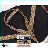 Showman ® Hand Painted Sunflower headstall and breastcollar. - Country Scene Saddlery and Pet Supplies