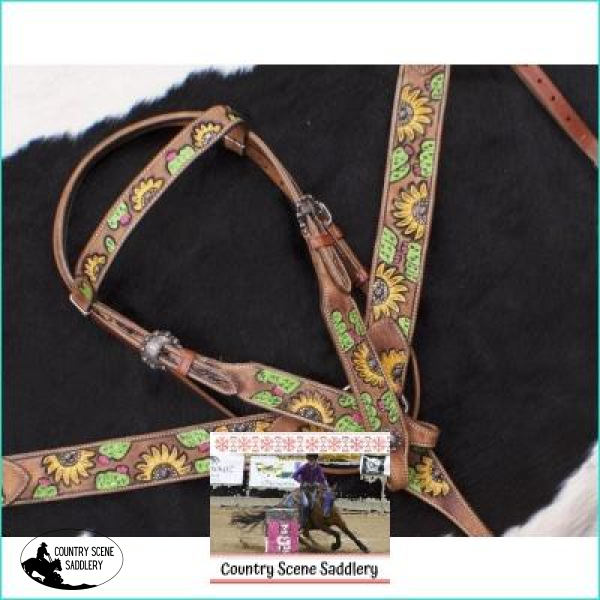 New! Showman ® Hand Painted Sunflower Posted.* Youth Barrel Saddles