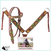 New! Showman ® Hand Painted Sunflower Posted.* Youth Barrel Saddles