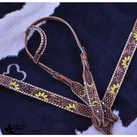 New! Showman ® Hand Painted Sunflower One Ear Headstall And Breastcollar Set.