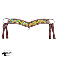 New! ~ Showman ® Hand Painted Sunflower Tripping Collar. Medium Argentina Cow Leather