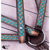 Showman ® Hand Painted Turquoise Floral Painted Headstall and Breast Collar Set. - Country Scene Saddlery and Pet Supplies