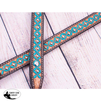 New! Showman ® Hand Painted Turquoise Floral Headstall And Breast Collar Set.