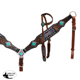 Showman® Headstall and breast collar with beaded inlay. - Country Scene Saddlery and Pet Supplies