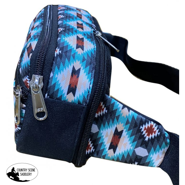 Showman ® Hip Pack (Fanny Pack) Bag With Blue Aztec Design. Handbags And Wallets » Cross Body Purses