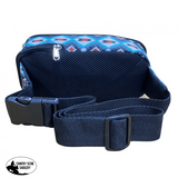 Showman ® Hip Pack (Fanny Pack) Bag with Blue Aztec design. - Country Scene Saddlery and Pet Supplies