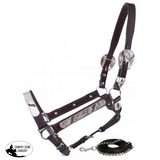*Showman ® Horse Size double stitched leather show halter. - Country Scene Saddlery and Pet Supplies