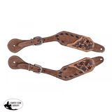 Showman ® Ladies Chocolate Rough Out Leather spur straps with Black buck stitch trim - Country Scene Saddlery and Pet Supplies