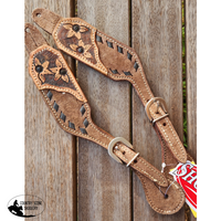 Showman ® Ladies Chocolate Rough Out Leather Spur Straps With Black Buck Stitch Trim Strap