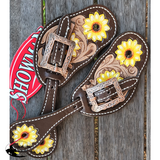 Showman ® Ladies Hand Painted Sunflower Spur Straps. - Country Scene Saddlery and Pet Supplies