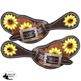 Showman ® Ladies Hand Painted Sunflower Spur Straps. - Country Scene Saddlery and Pet Supplies