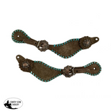 Showman ® Ladies Leather Spur Straps With Teal Buck Stitch Trimng. All Tack