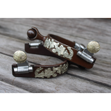 Showman ® Ladies size Brown steel roller ball spur.