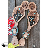 Showman ® LADIES SIZE crystal rhinestone spur straps with floral tooling. - Country Scene Saddlery and Pet Supplies