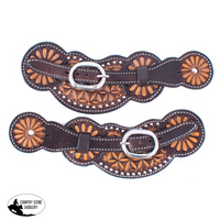 New! Showman® Ladies Size Floral Tooled Spur Straps. Filigree / Painted Print Spur Straps