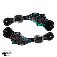 Showman ® Ladies Size Teal Buck Stitch Design Spur Straps