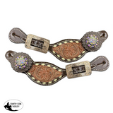 Showman ® Ladies Size Two-Tone Floral Tooled Spur Straps