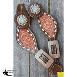 Showman ® Ladies Size Two-Tone Floral tooled spur straps - Country Scene Saddlery and Pet Supplies