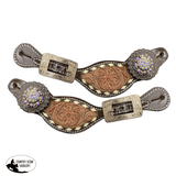 Showman ® Ladies Size Two-Tone Floral tooled spur straps - Country Scene Saddlery and Pet Supplies