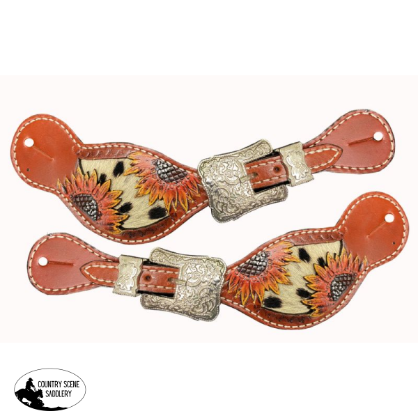 Showman ® Ladies Spur Straps With Painted Sunflower