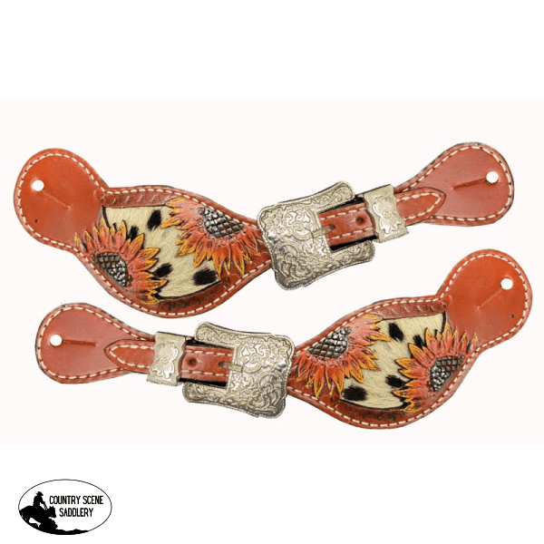 Showman ® Ladies Spur Straps With Painted Sunflower