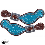 Showman ® Ladies teal Hair on Cowhide spur straps - Country Scene Saddlery and Pet Supplies