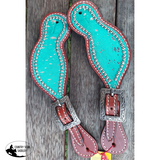 Showman ® Ladies teal Hair on Cowhide spur straps - Country Scene Saddlery and Pet Supplies
