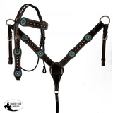 New! Showman ®  Large Pony/ Small Horse Size Dark Brown Leather Headstall And Breast Collar Set With