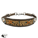 New! Showman ® Leather floral tooled wither strap with teal inlay accent - Country Scene Saddlery and Pet Supplies