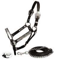 New! Showman ® Leather Full Horse Size Silver Show Halter .