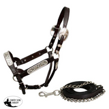 *Showman ® leather full horse size silver show halter. - Country Scene Saddlery and Pet Supplies
