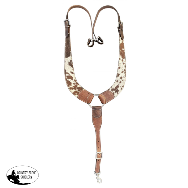 Showman ® Leather Hair On Cowhide Pulling Collar. Pulling Breast Collars