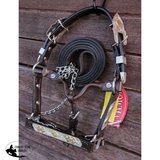 Showman ® leather mini size silver show halter. - Country Scene Saddlery and Pet Supplies