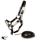 Showman ® leather mini size silver show halter. - Country Scene Saddlery and Pet Supplies