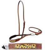 Showman ® Leather noseband and tiedown with sunflower and cheetah printed leather nose - Country Scene Saddlery and Pet Supplies